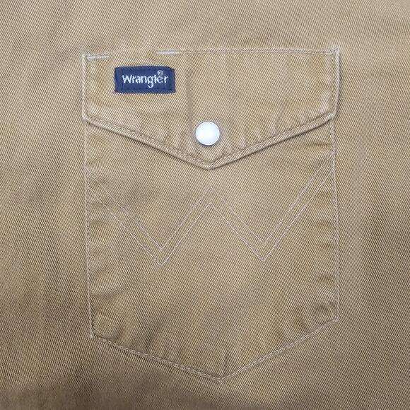 Vintage Wrangler Shirt Mens XXL Big Tan Heavy Twill Snap Western Cowboy 90s - Picture 6 of 15